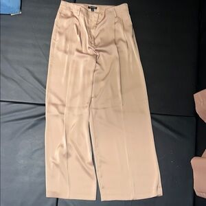 Chic Tan Wide-Leg Satin Trousers